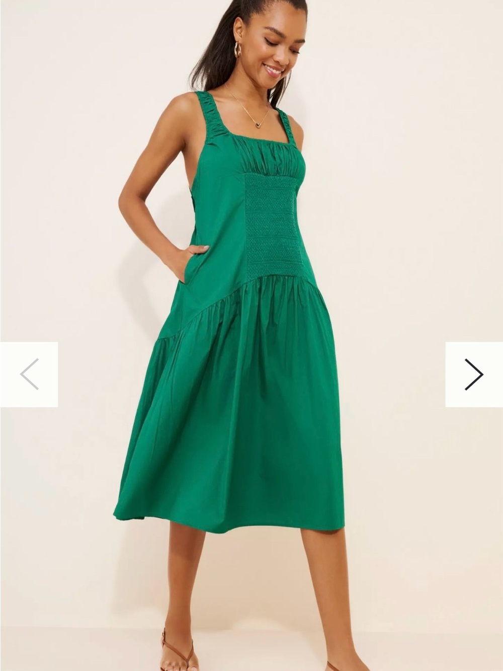 Anthropology Celandine Sleeveless Smocked Open-Back Midi Dress